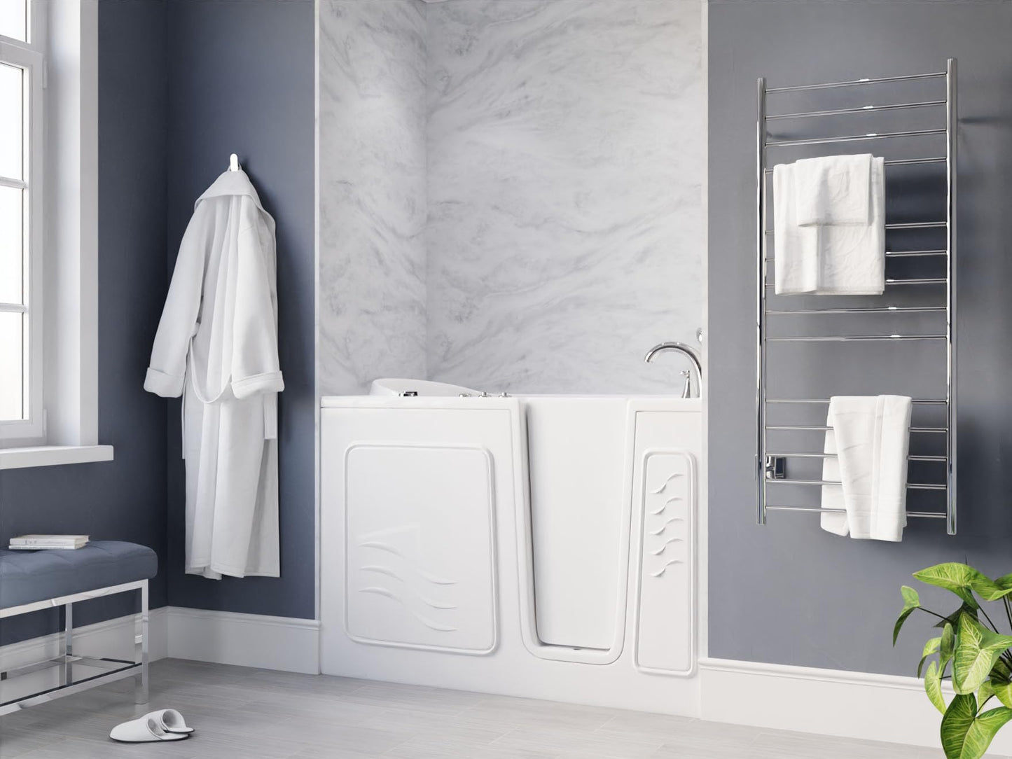 ANZZI Walk-In Tub, 30 x 53 in, Right Drain, Air & Whirlpool Jets, 110V