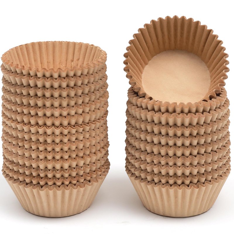 qiqee 600pcs Natural Cupcake Liners Muffin Linner No Smell, Food Grade Brown Baking Cups（Standard Size）