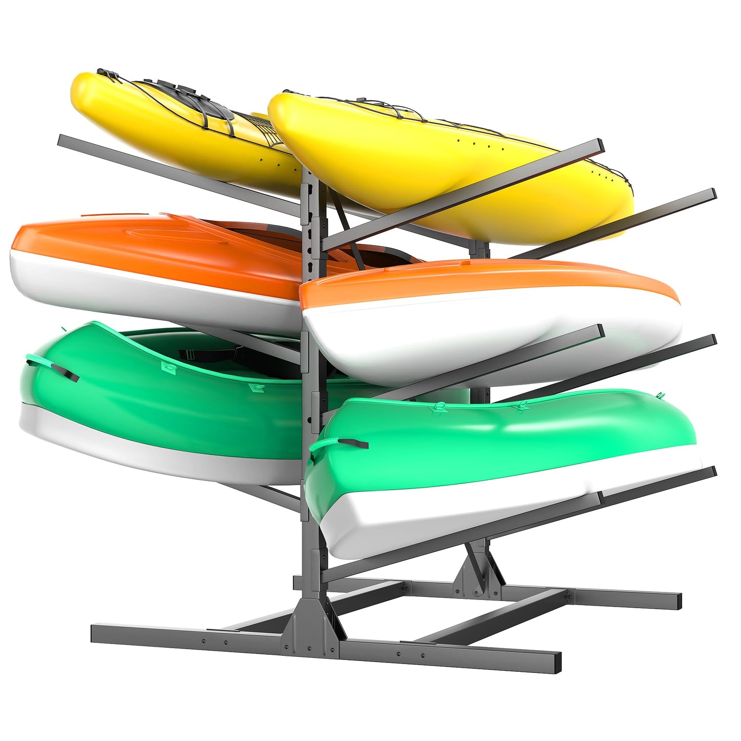 Ultrawall Freestanding Kayak Storage Rack for Garage, Heavy-Duty Adjustable 3-Tier Kayak Stand Holds 6 Kayaks, Canoes & Paddle Boards, 660 lbs Capacity
