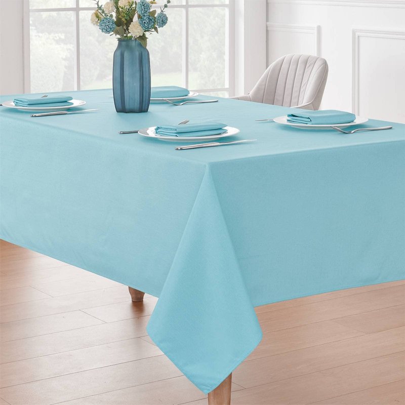 Veblandy Rectangle Tablecloth Waterproof 60x84 inch Linen Textured Table Cloth Stain and Wrinkle Resistant Washable, Decorative Fabric Table Cover for Dining, Party and Camping, Aqua