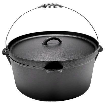 Cuisiland 20QT Cast Iron Dutch Oven with Lip Lid & Bail Handle – Extra Large Pre-Seasoned Campfire Pot for Outdoor Cooking, Baking, Roasting & Stews – Heavy-Duty Cookware for Camping & Backyard Use