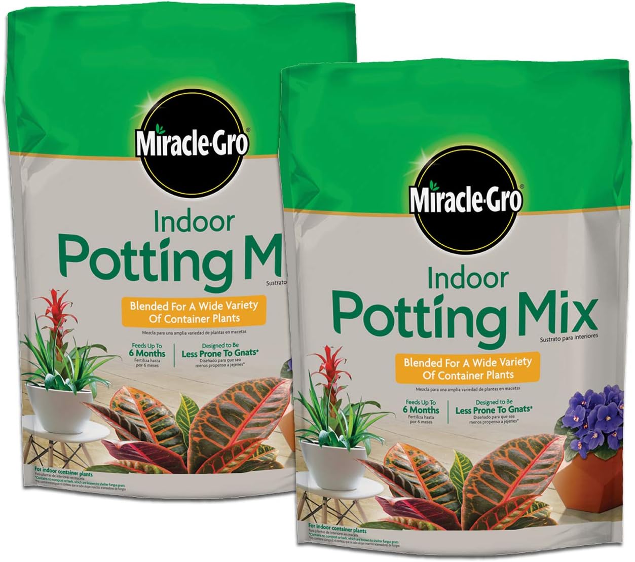 Miracle-Gro Indoor Potting Mix - Nutrient-Rich Blend for Houseplants | 6 Qt. | 2-Pack