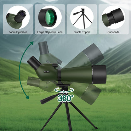 LULOLO 30-90x92 UHD Spotting Scope with Tripod Carrying Bag & Upgraded Phone Adapter - Super Bright BAK4 Prism Waterproof Spotting Scopes for Target Shooting, Hunting, Bird Watching