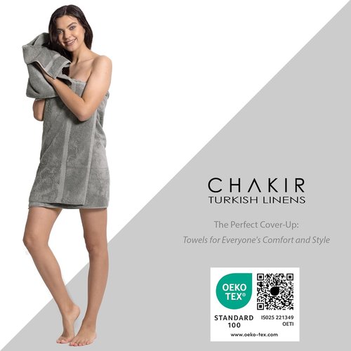 Chakir Turkish Linens Luxury Cotton Towel Set - 6-Piece Spa Quality (2 Bath, 2 Hand, 2 Washcloths)
