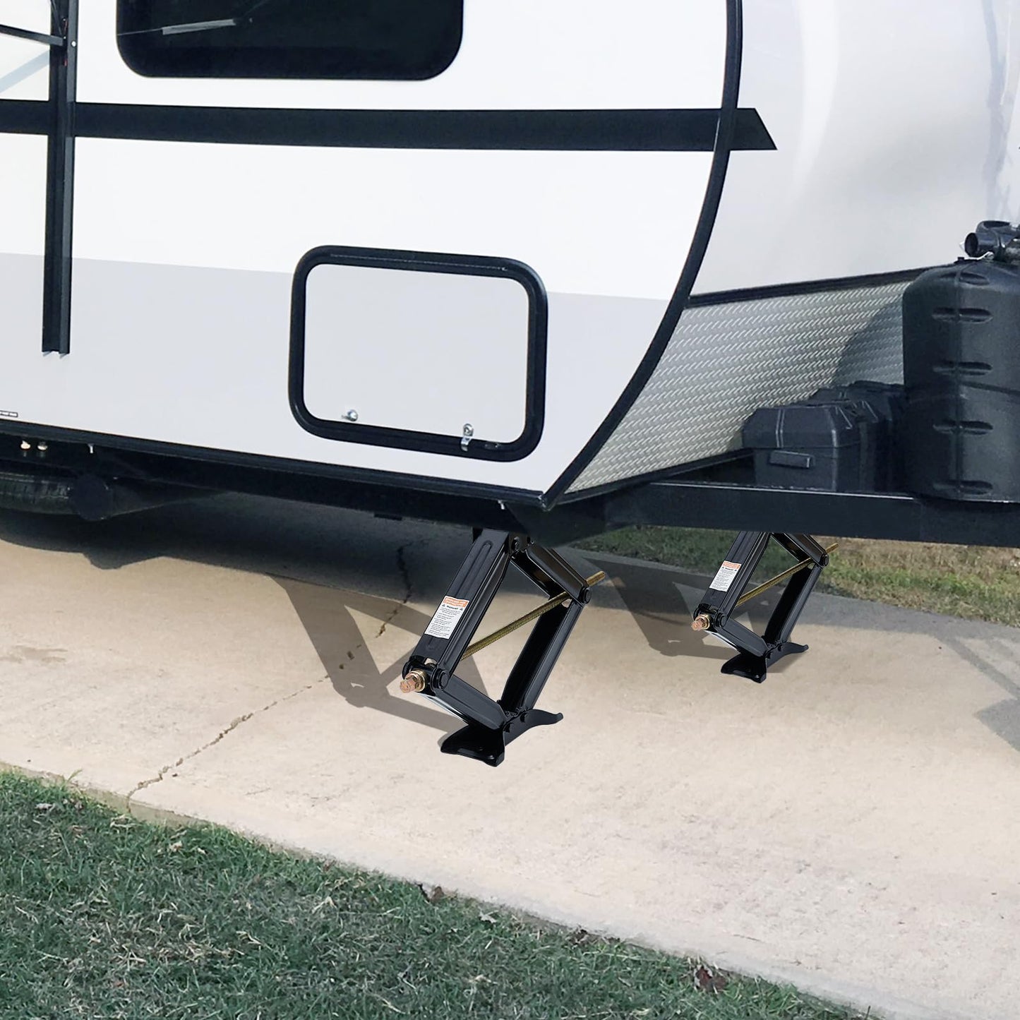Garvee 30 in RV Scissor Jack - 7500lb Heavy Duty Leveling Stabilizer with Crank Handle, Stable Base, 4 in-30 in Adjustable Height, Powder Coated Steel for Travel Trailers, RVs & Campers - 4 Pack