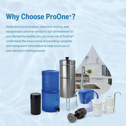 ProOne G-Series 7-Inch Gravity Filter Replacement 2-Pack - Universally Compatible with Gravity Water Filtration Systems - NSF/ANSI Certified to Reduce Lead, Microplastics, & Total PFAS (2-Pack)