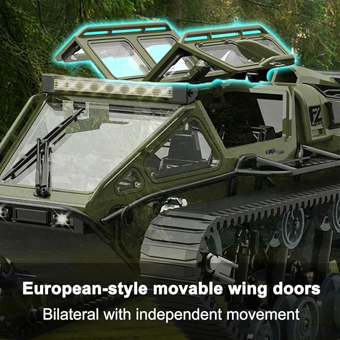 RC Tank Car 1:16 Scales Transport Military Vehicle RC Tank 4WD RTR Off Road RC Crawler with 360°Rotating Drifting Dual Motor Gearbox Proportional Control Military Truck RC Toy for Adult