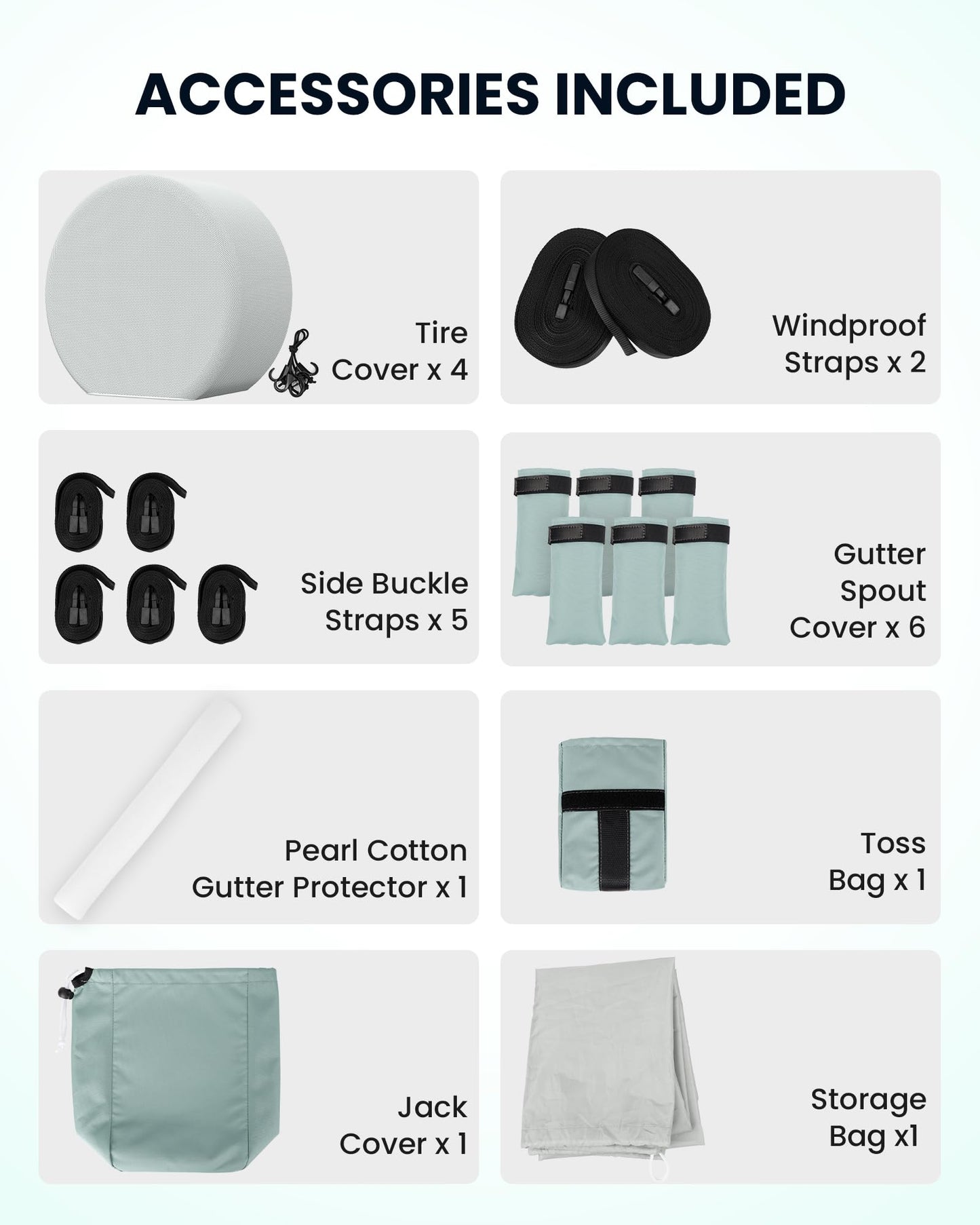 ALBINA 300D Oxford Travel Trailer RV Cover, 22-24" Waterproof Tearproof Windproof Camper for Winter Snow With Zipper Door, Jack Cover, 4 Tire Covers and Wind Protector Straps