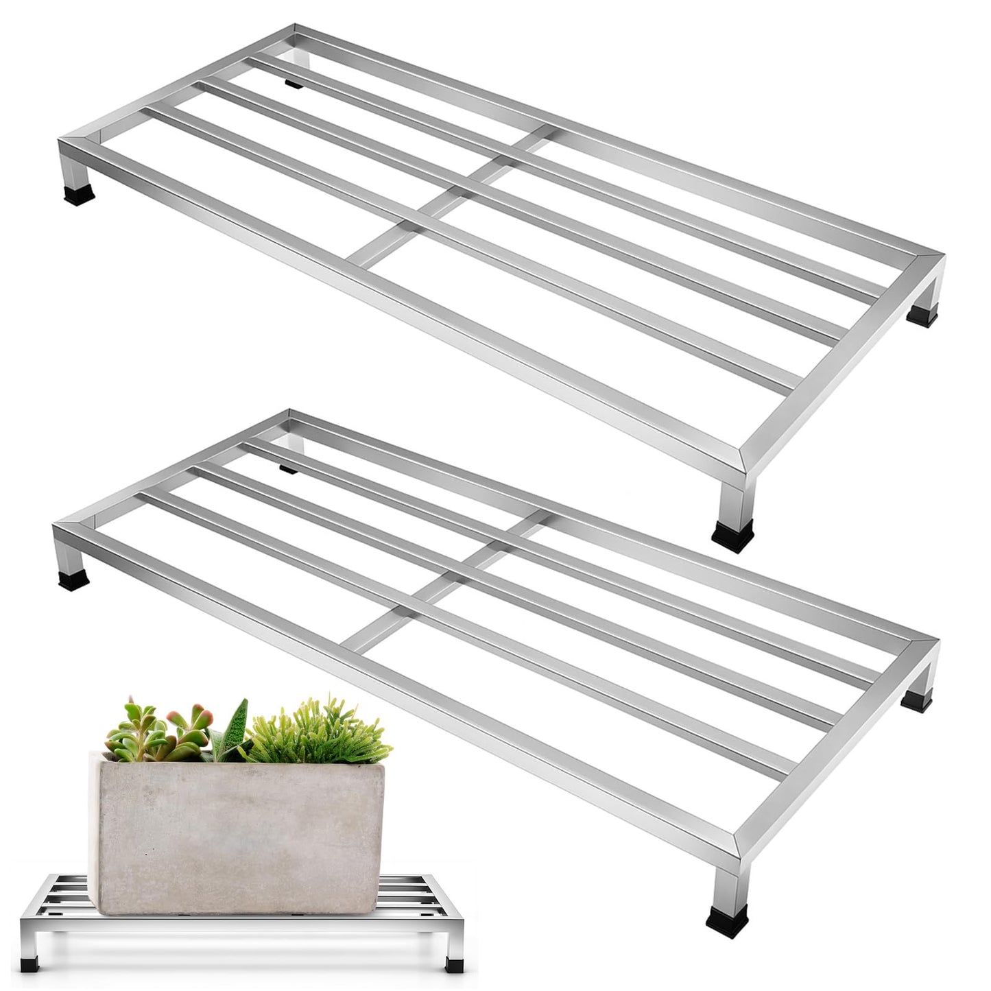 MorningRo 2 Pack Dunnage Rack 39.37" Long X 15.75" Wide, 3.9" Height Stainless Steel Dunnage Rack 1800 lbs Capacity Storage Commercial Food Service Storage in Restaurant Kitchens Shop