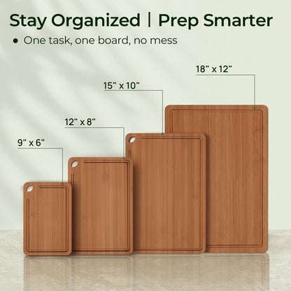 Bamboo Cutting Board, Durable Wood Cutting Boards for Kitchen with Deep Juice Grooves & Built-in Handles, Ideal Charcuterie & Chopping for Meat, Vegetables and Fruits Ideal Kitchen Gifts