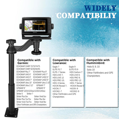 Velpaw 20.7” Adjustable Telescoping Fish Finder Mount for Boats,for 5"-12" Fishfinders & Chartplotters,Adjustable Height Range 15" to 20.7",Compatible with Lowrance, Garmin, Humminbird and More