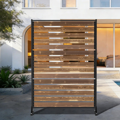6FT Heavy Duty Wooden Privacy Screen, Upgrade Outdoor Specialty Anti-Corrosion Wood, Freestanding Privacy Fence, Balcony Patio Courtyard Outdoor Privacy Screen, Thickened and Widened Panel
