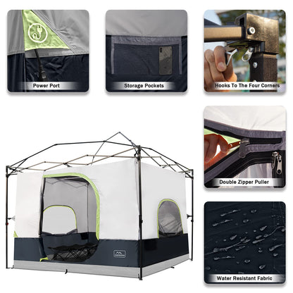 KAMPKEEPER Camping Inner Tent for Pop Up Canopy, Converts 10'x10' Straight Leg Canopy into Camping Tent–Fully Vented Roof(Top & Frame NOT Included) (Black, Classic)