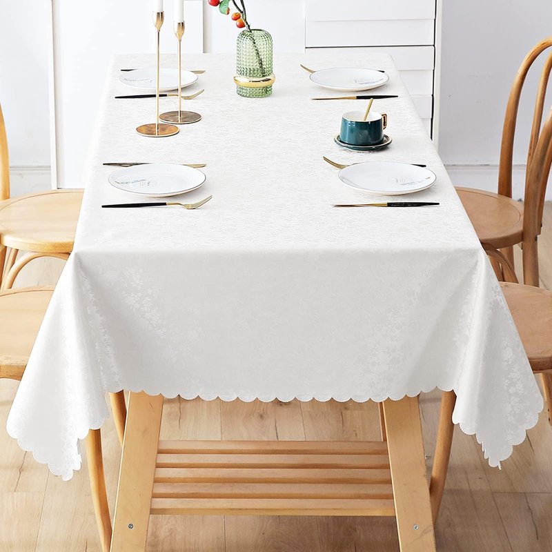 Smiry Rectangle Table Cloth, Waterproof Heavy Duty Vinyl Tablecloths, Wipeable Washable Table Cover for Kitchen and Dining Room (White, 70" X 120")