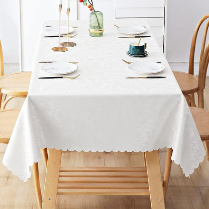 Smiry Rectangle Table Cloth, Waterproof Heavy Duty Vinyl Tablecloths, Wipeable Washable Table Cover for Kitchen and Dining Room (White, 70" X 120")