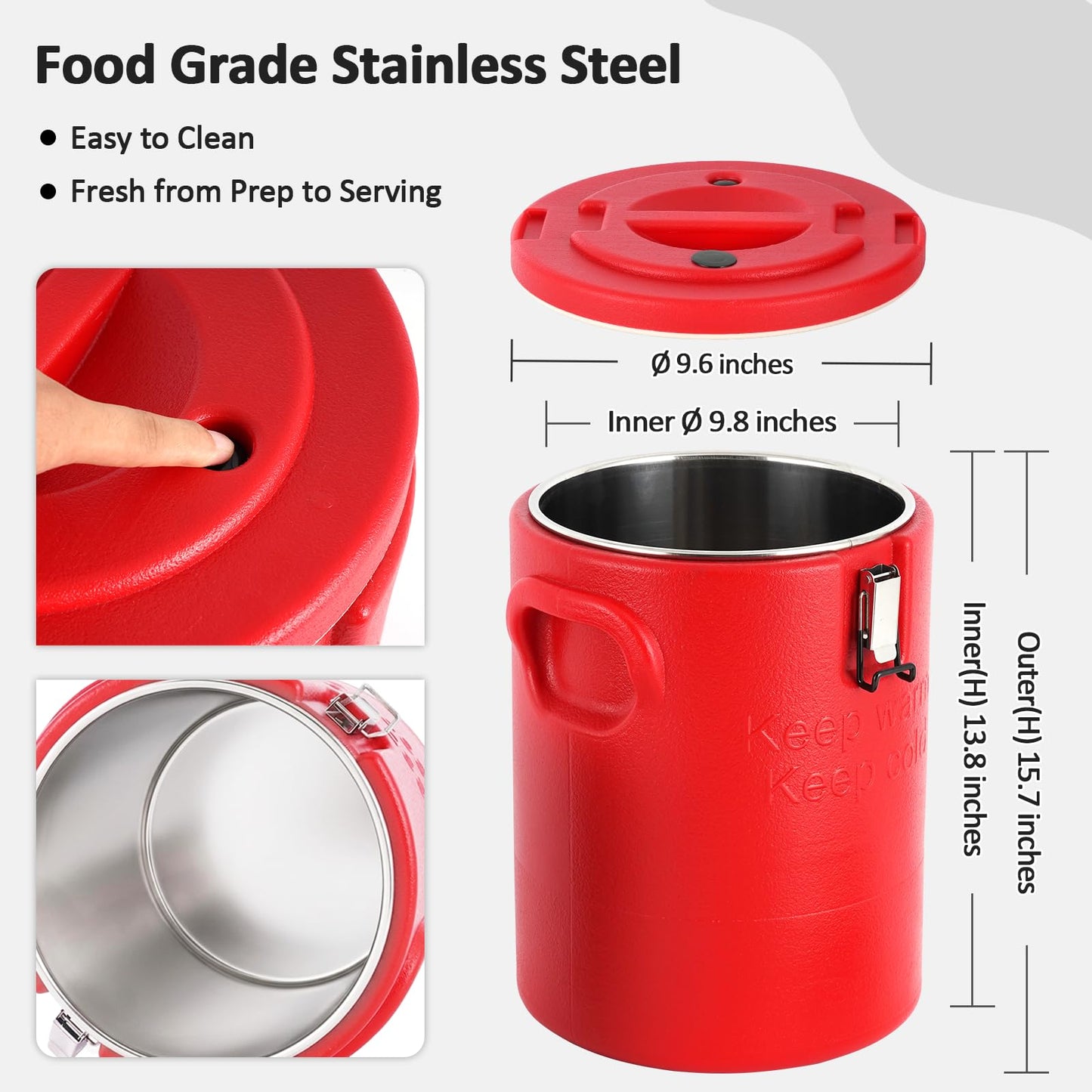 Tragaomx Portable Insulated Soup Container 18Qt Food Warmer Cold/Hot Soup Carrier for Parties Catering Insulated Food Pan Carrier for Buffet