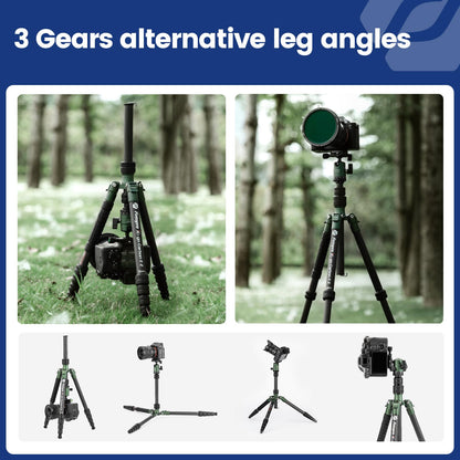 Fotopro 62" Carbon Fiber Travel Tripod, Lightweight Compact Camera Tripod with 360 Degree Ball Head, Detachable Monopod with Arca-Swiss QR Plate and Bag, Load up to 8KG/17.63lbs, Weighs only 2lb