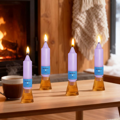 Smokeless Candlesticks Short Taper Candle,Unscented 5 Inches Purple Candle Sticks Dripless Tapered Candles for Home Décor Weddings Seasons Gifts