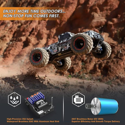 HAIBOXING 1/12 Scale Brushless RC Cars 903A 4X4 Off-Road RC Monster Truck with Fast Remote Control of 55KM/H Top Speed Hobby Grade RTR RC Vehicles All Terrain for Adults Boys