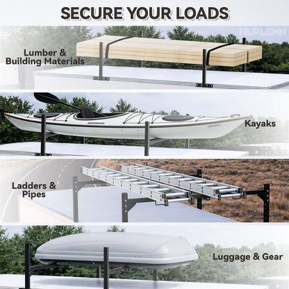 Universal Trailer Ladder Rack, Heavy Duty Adjustable Roof Ladder Rack for Enclosed & Open Trailers, 52.6"-88.4" W & 6.5"-23.5" H Adjustable, 400 lbs Capacity, Rustproof Steel with Ladder Stoppers