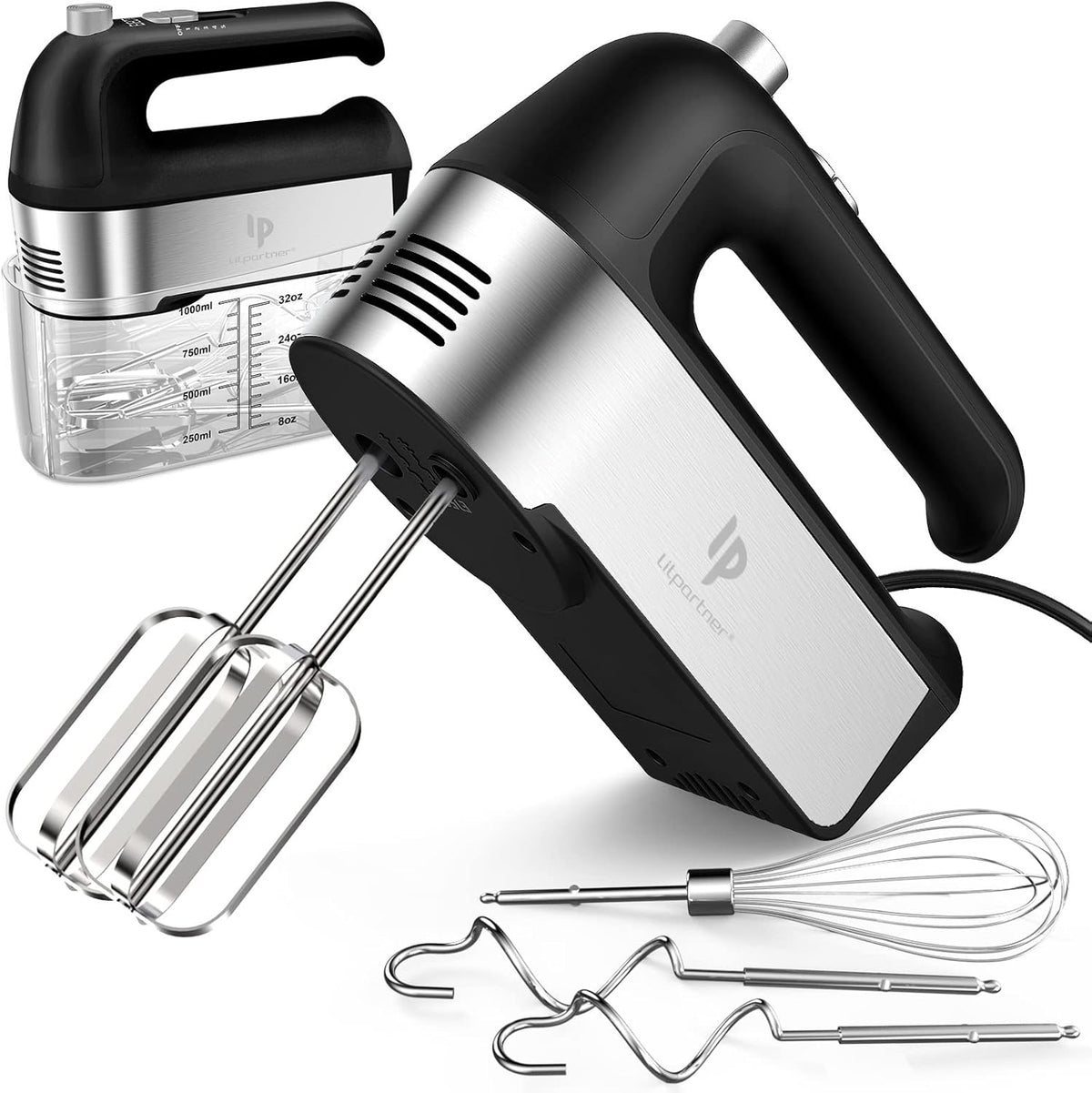 Skiennix Electric Hand Mixer - 450W Kitchen Mixer with Turbo Boost & 5 Speed Settings | Black