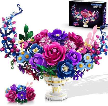 Moon Flower Bouquet Building Set with Lights Valentines Day Flowers Botanicals Building Block Kit 1274 PCS Bonsai Plant Collection Home Decor Gift for Her Adults Women Boys Girls 12+
