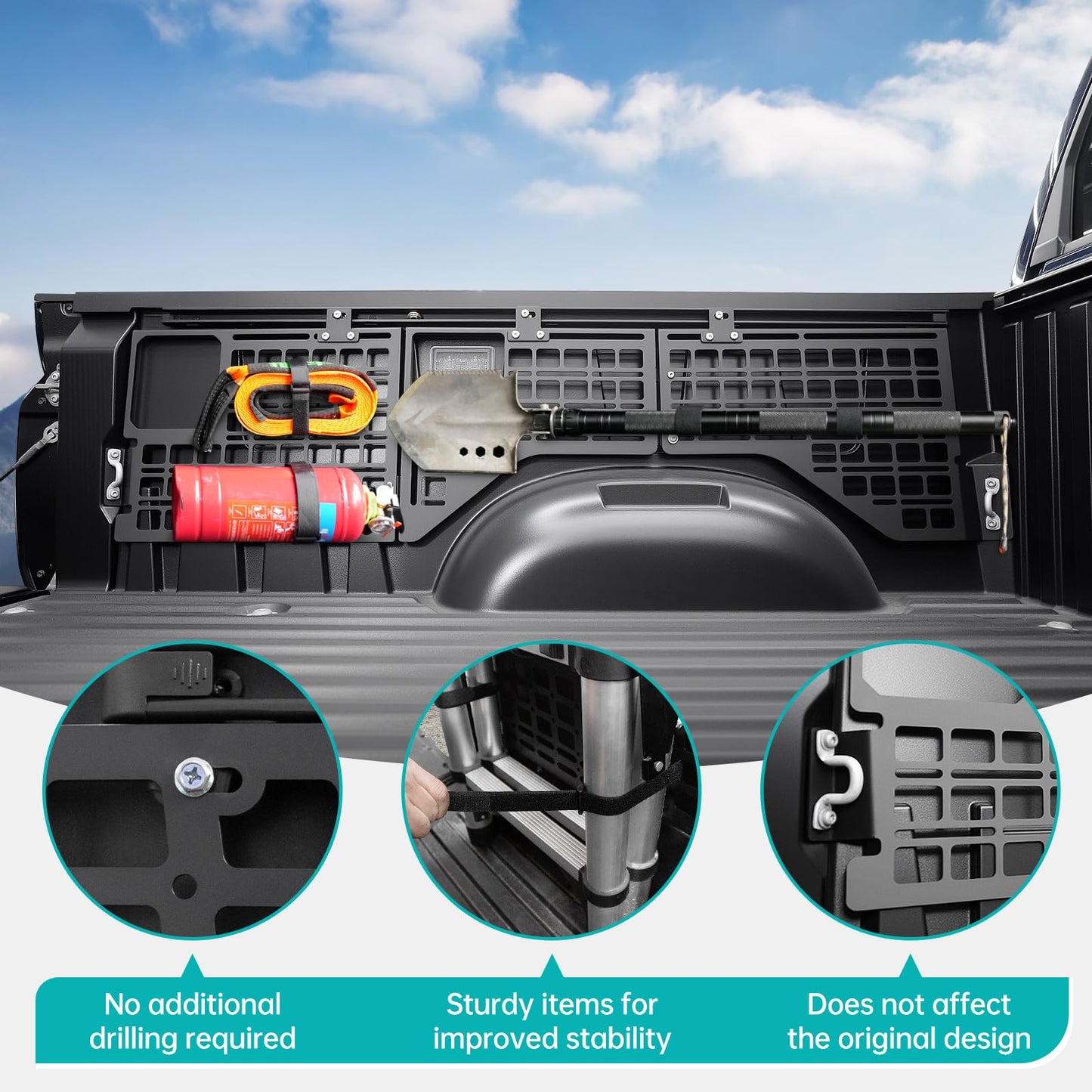OUSUWO Side Truck Bed Molle Panel Rack System Compatible with 2022 2023 2024 2025 Toyota Tundra 5.5FT Accessories Cargo Storage Organizer Tools Rack Fit for 22-25 Toyota Tundra Accessories