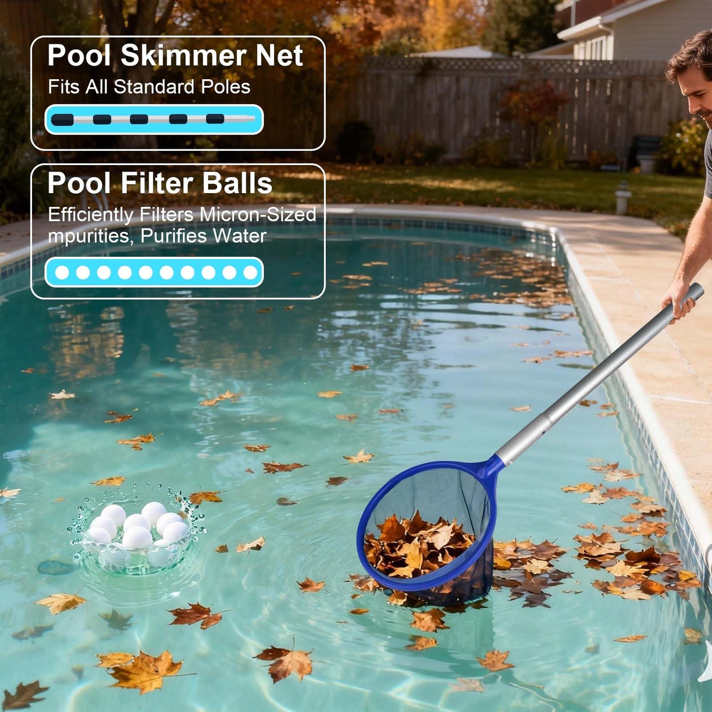Sharkswell Upgraded Cordless Pool Vacuum with Telescopic Pole, 60 Min Powerful Suction & Transparent Head, Rechargeable Handheld Cleaner for Above Ground Pools, Inground Pools, Hot Tubs and Spa