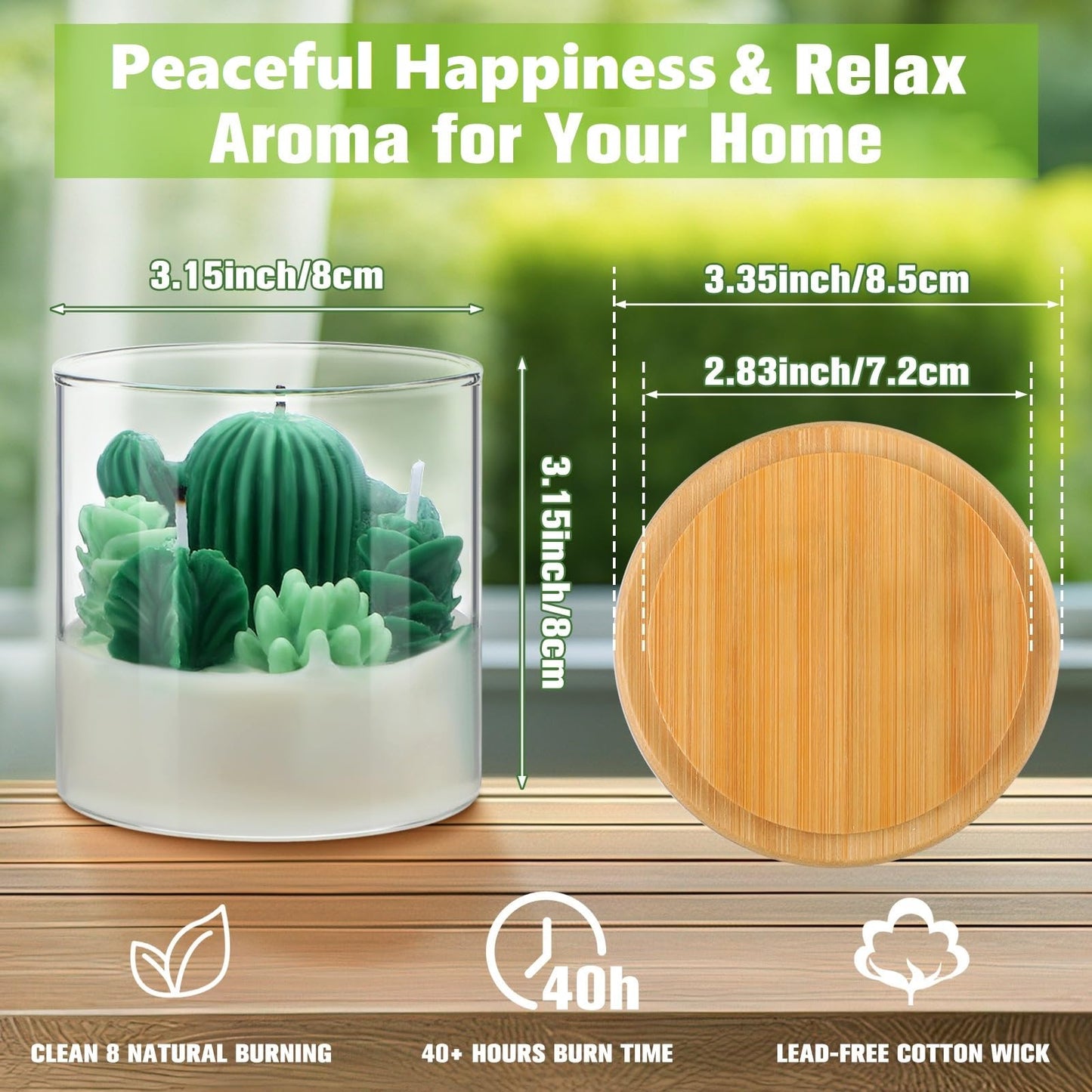 Tondiamo Succulent Cactus Candles Gift,3.15 Inch Scented Decorative Terrarium Plant Candles Votive for House Warming Wedding Baby Shower Spa Home Decoration Teacher Appreciation Mothers Gifts