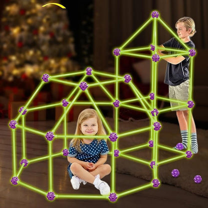 Glow In The Dark Fort Building Kit for KidsSTEM Construction Toys Educational Gift for 3 4 5 6 7 8 9 10 11 12 Years Old Boys and GirlsUltimate Creative Set for Indoor &amp Outdoors Activity200 Pc