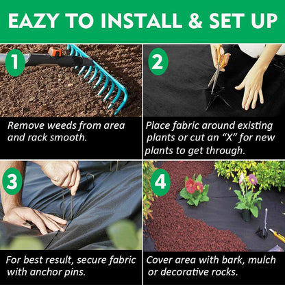Kdgarden Premium 5oz Pro Weed Barrier Landscape Fabric Ground Cover Heavy Duty Commercial Anti-Weed Gardening Mat, 6ft x 300ft, Black