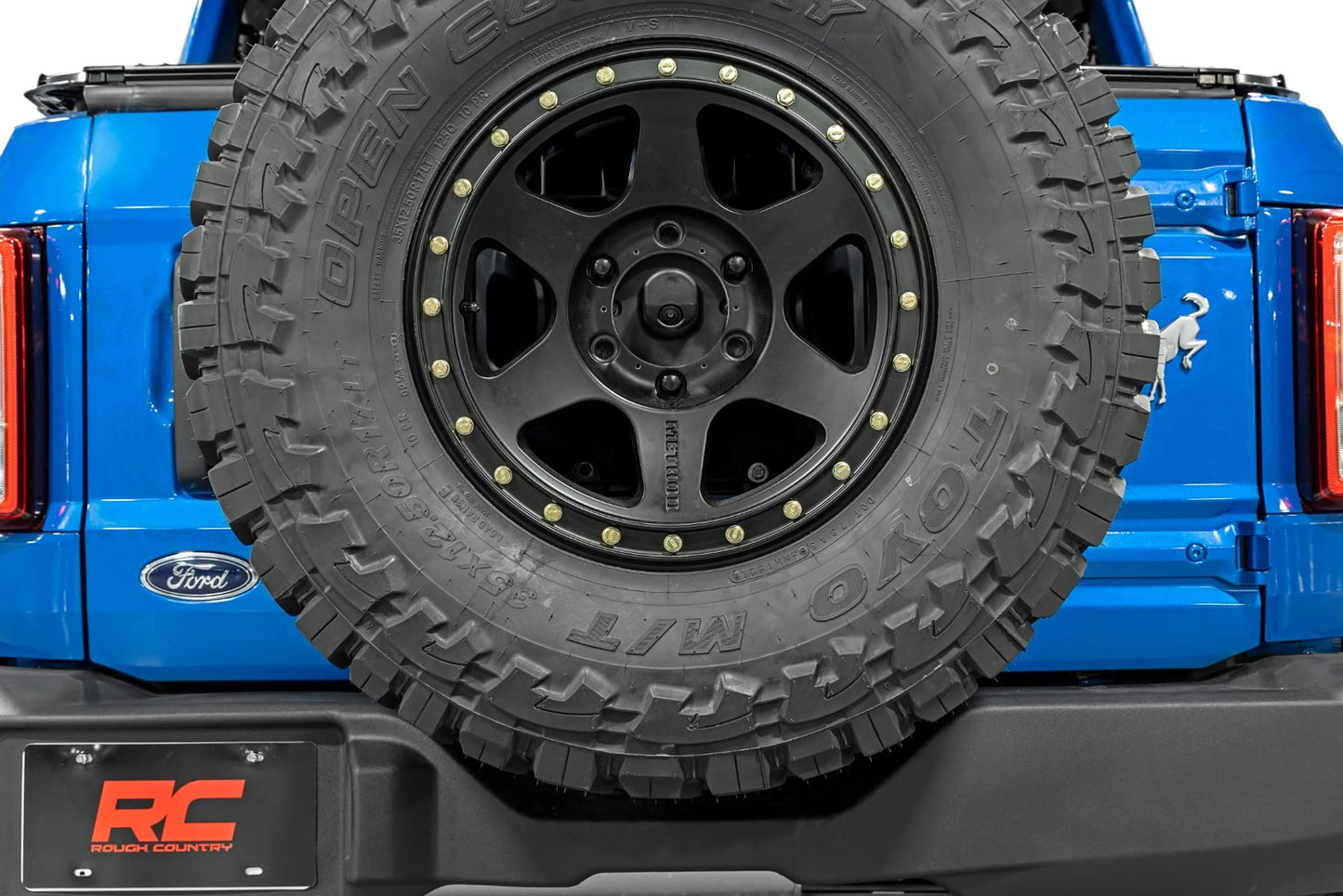 Rough Country Spare Tire Relocation Kit for Ford Bronco (2021-2025) - Bolt-on Reinforced Bracket, Fits up to 35" Tire