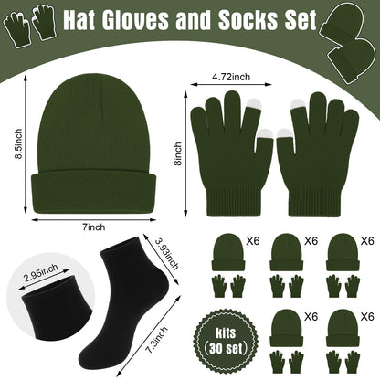 Chicingyou 120 Pcs Homeless Care Package Supplies Bulk Winter Emergency Thermal Blankets Warmer Beanie Socks Touchscreen Gloves for Men Women Cold Weather Outdoor Survival Kits (Green,Black)