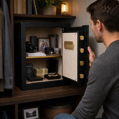 Safe Box, 17.7" Tall 1.4 Cubic Feet 2-Layer Home Office Safe, Security Cabinet Safe for Money Cash Valuables, Digital Electronic Keypad, Dual Alarm System, Removable Shelf