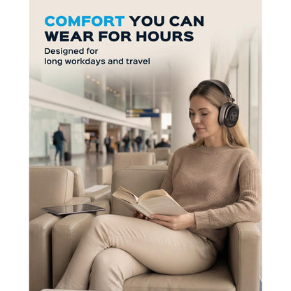 TREBLAB Bluetooth Headphones Over The Ear, Noise Cancelling, Hybrid ANC, 64H Battery, IPX4, Foldable Wireless Headphones with Mic, Lightweight, Work and Travel – U5