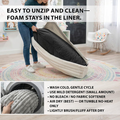 Matini Home Large Crash Pad - High-Density Foam Floor Landing Mat with Washable Cover, Professional Gymnastics Training Equipment for Impact Support, Jumping and Lounging - Light Gray, 60" x 60