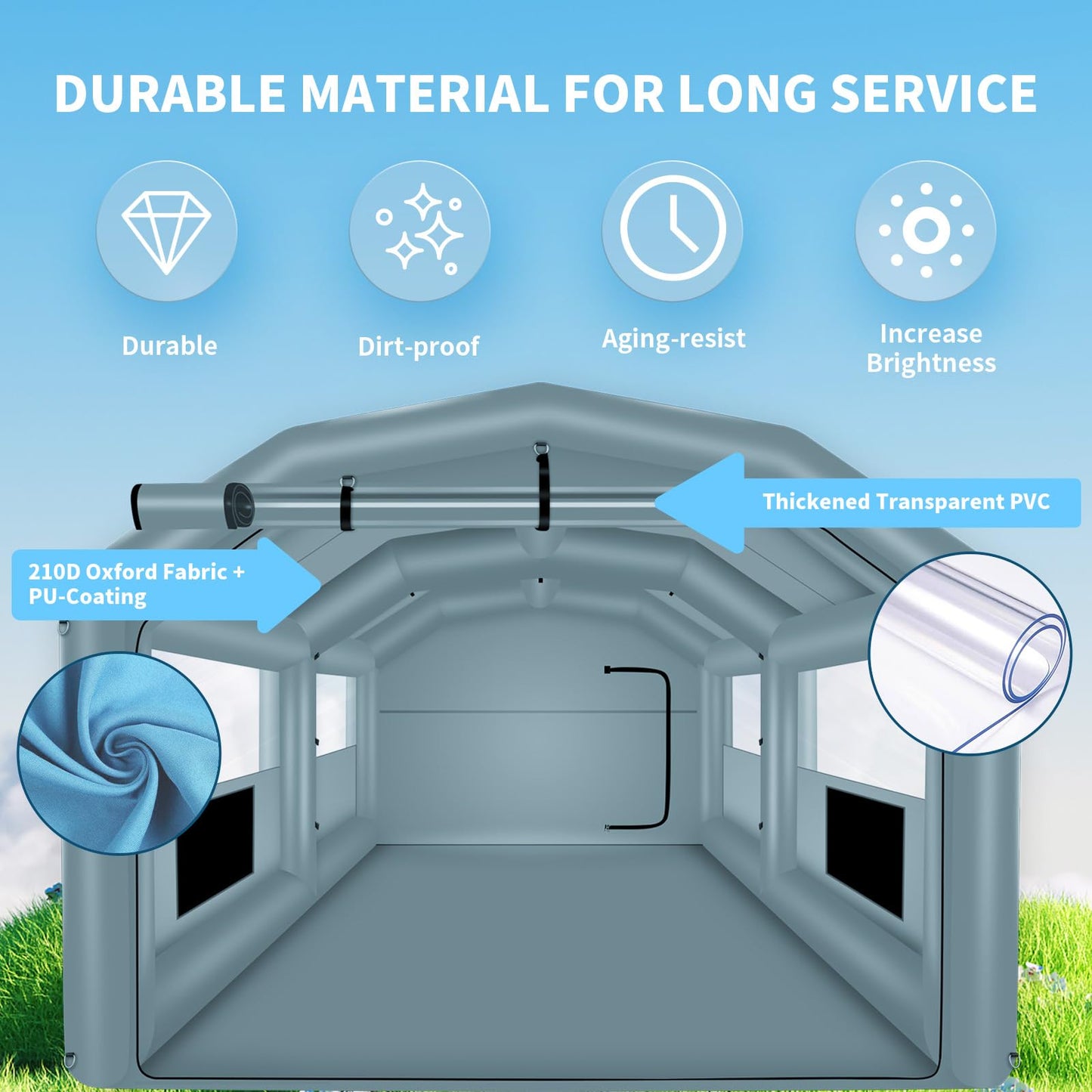 XHYCPY Inflatable Paint Booth 20 x 13.5 x 9.7ft Portable Inflatable Spray Booth Tent with 1100W Blower for DIY Spray Car Parts Painting