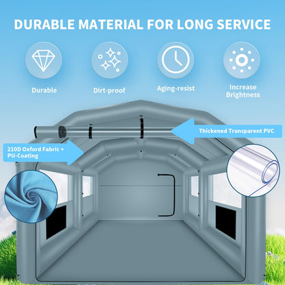 XHYCPY Inflatable Paint Booth 20 x 13.5 x 9.7ft Portable Inflatable Spray Booth Tent with 1100W Blower for DIY Spray Car Parts Painting