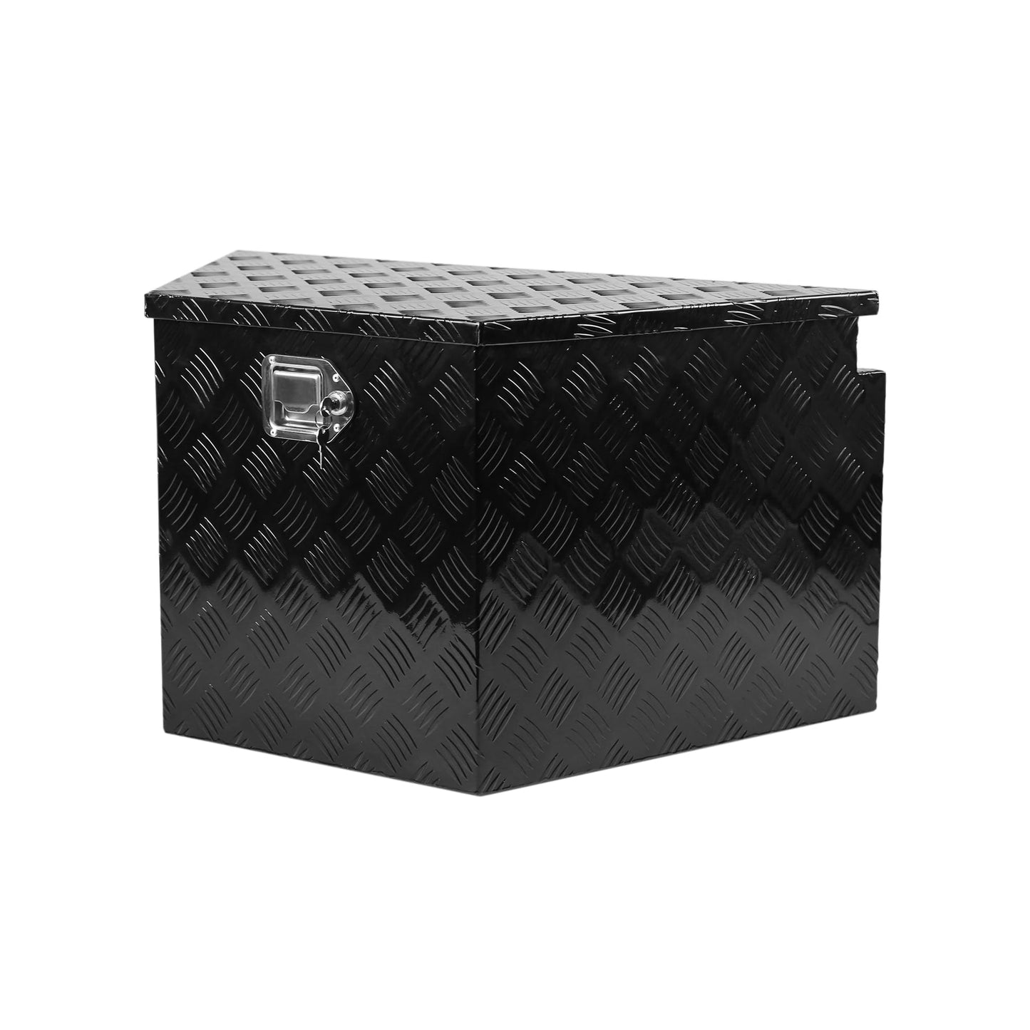 33 Inch Aluminum Trailer Tongue Tool Box, Utility Tool Storage Box for Trailer Tongue with Lock and Keys, 5 Bar Tread Pattern, Waterproof Trailer Tool Box Storage Organizer 32.5"x20.5"x18.3" black
