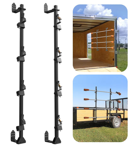 ELITEWILL 4 Place Weedeater Rack for Open/Enclosed Trailers and 5 Gallon Water Containers Mount Holder, Lockable 20L Water Storage Bracket