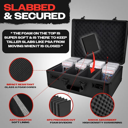 VALUN RED 160+ Slab Graded Card Storage Box (4 ROWS) Durable Sports PSA Card Storage Box - Organizer Slab for Your Collection - For Baseball Football TCG MTG Cards - Top Loader Design