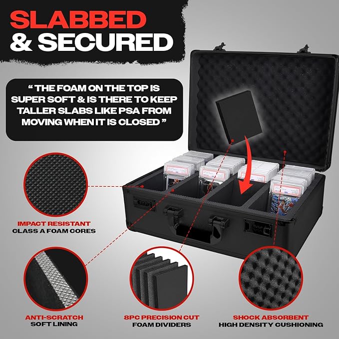 VALUN BLUE 160+ Slab Graded Card Storage Box (4 ROWS) Durable Sports PSA Card Storage Box - Organizer Slab for Your Collection - For Baseball Football TCG MTG Cards - Top Loader Design