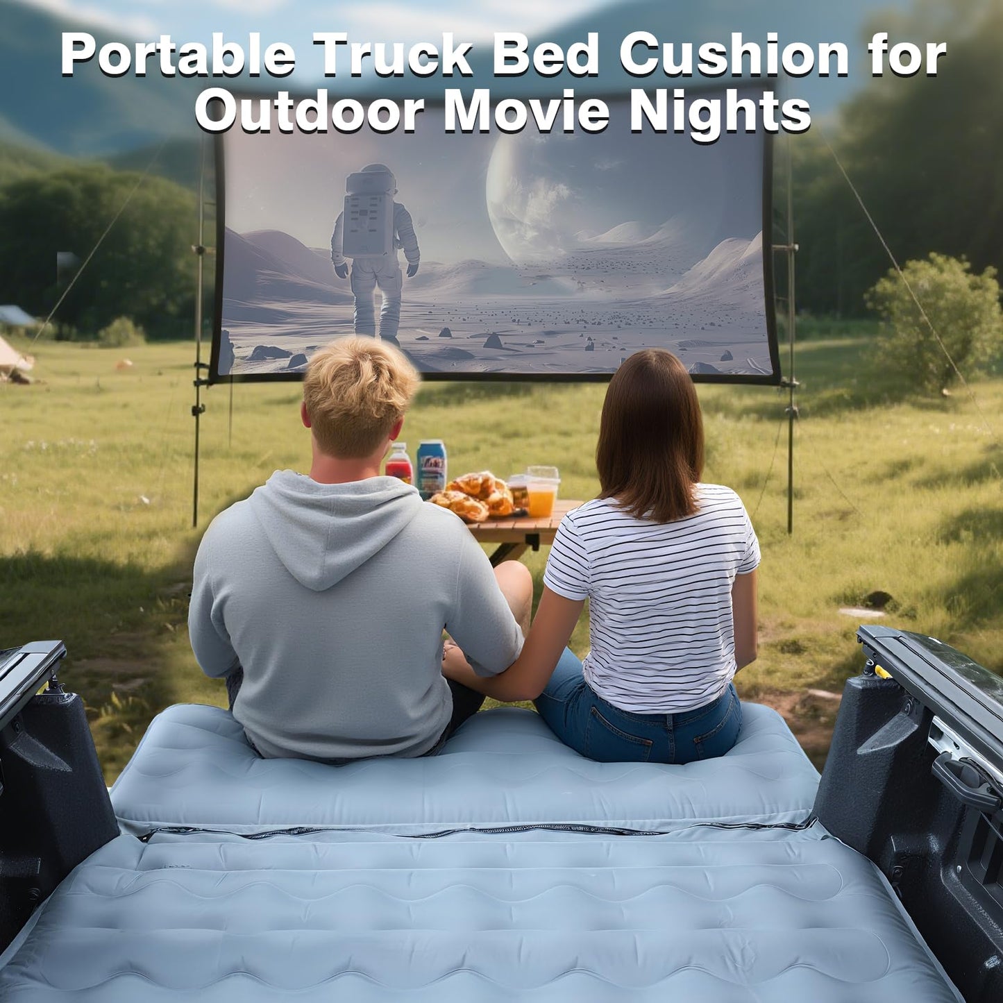 Inflatable Truck Bed Air Mattress for Tacoma (2001-2024) & Jeep Gladiator JT (2019-2024) | 5ft-5.5ft Camping Mattress with 600lbs Capacity, 300D Oxford Fabric, Anti-Slip Design for Truck Bed Camping