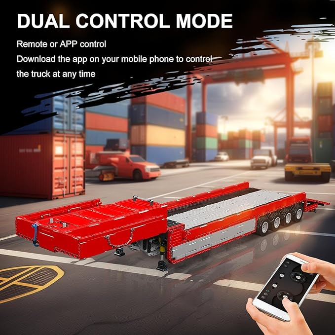Mould King Trailer Truck Technique Building Blocks Kits MOC 19015T Truck Model Set to Build Gift for Age 14+/Adults Collections Enthusiasts(3399 Pieces with Motor/RC)