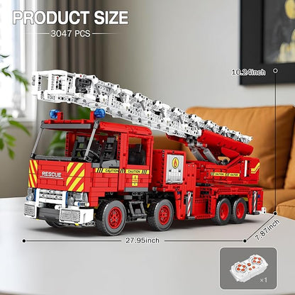 Reobrix Fire Engine Truck Building Blocks SetAPP Remote Control RC Fire Engine Toy Set 22005Emergency Vehicle Building Toys Large Fire Truck Model Car Toy for Adult3047 PCS
