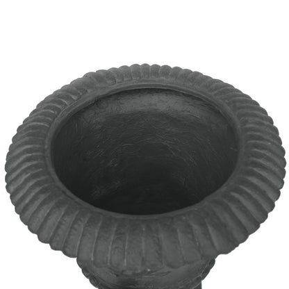 PETALORE Antique Gray Large Urn Planter Outdoor, Tall Pedestal Planters for Outdoor Plants, Classic Roman Garden Urn Flower Pot with Square Base, Magnesium Oxide Faux Stone Planter for Patio or Porch