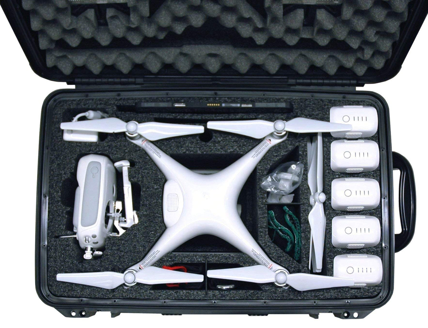 Case Club Pre-Cut Waterproof Drone Case with Wheels, Extension Handle & 2 Moisture Absorbing Silica Gel - Fits DJI Phantom 4 (Propellers On)
