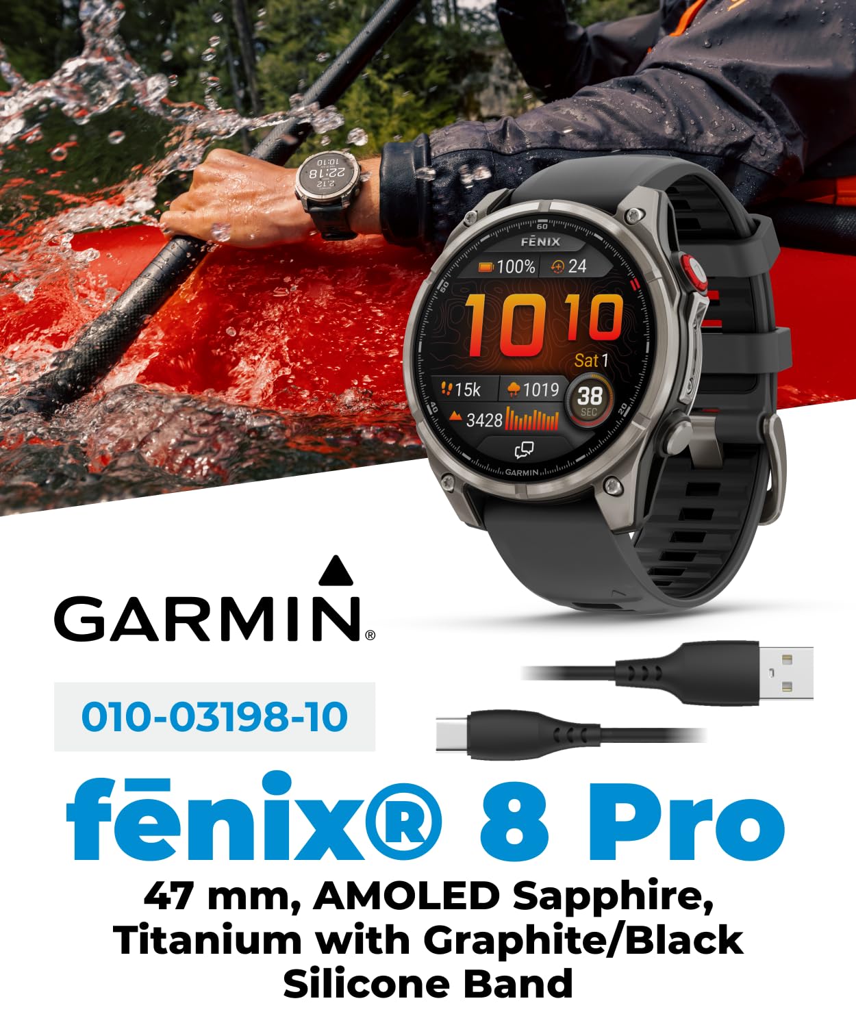 Garmin Fenix 7 Pro - Sapphire Solar Edition: Titanium 47 mm Smartwatch| Up to 22 Days Battery Life, Multisport & Outdoor High-Performance Multi-Band GPS Watch w/Flashlights Gift Bundle, 47mm Gray DLC