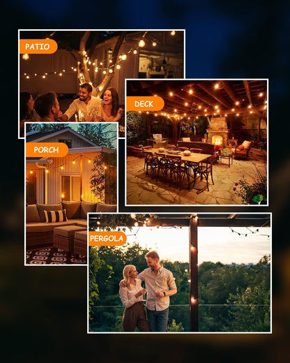 Svater Outdoor String Lights 300 FT, Patio Lights Outside with 156 G40 Shatterproof LED Bulbs, Waterproof Hanging Globe Lighting for Bistro Backyard Cafe Market, Warm White 2700K（3 x 100 FT）