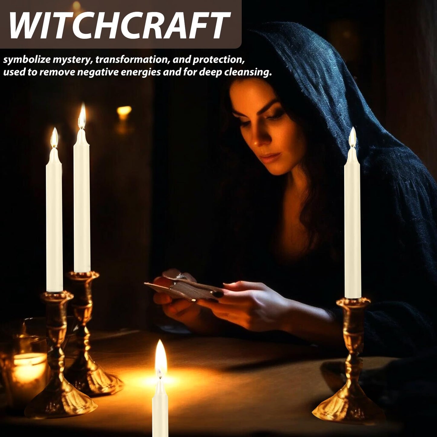 24 Pack Spell Chime Candles – Premium Mini Unscented Taper Candles for Rituals, Prayer, Meditation, Altar, Spells – 4" Tall – Ideal for Witches & Spiritual Practices (Ivory)